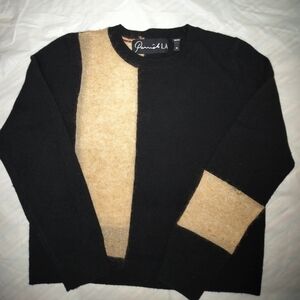 Parrish LA Colorblock Wool Mohair Sweater Black Tan Women’s Medium